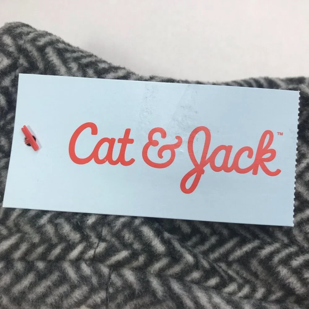 Cat and Jack Girl's Gloves and Hat Zig Zag Gray Green Pom New